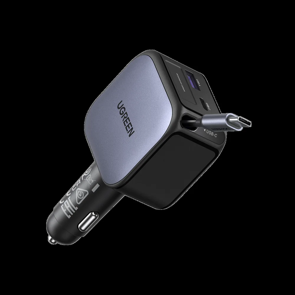 UGREEN 60W Car Charger with Retractable USB-C Cable