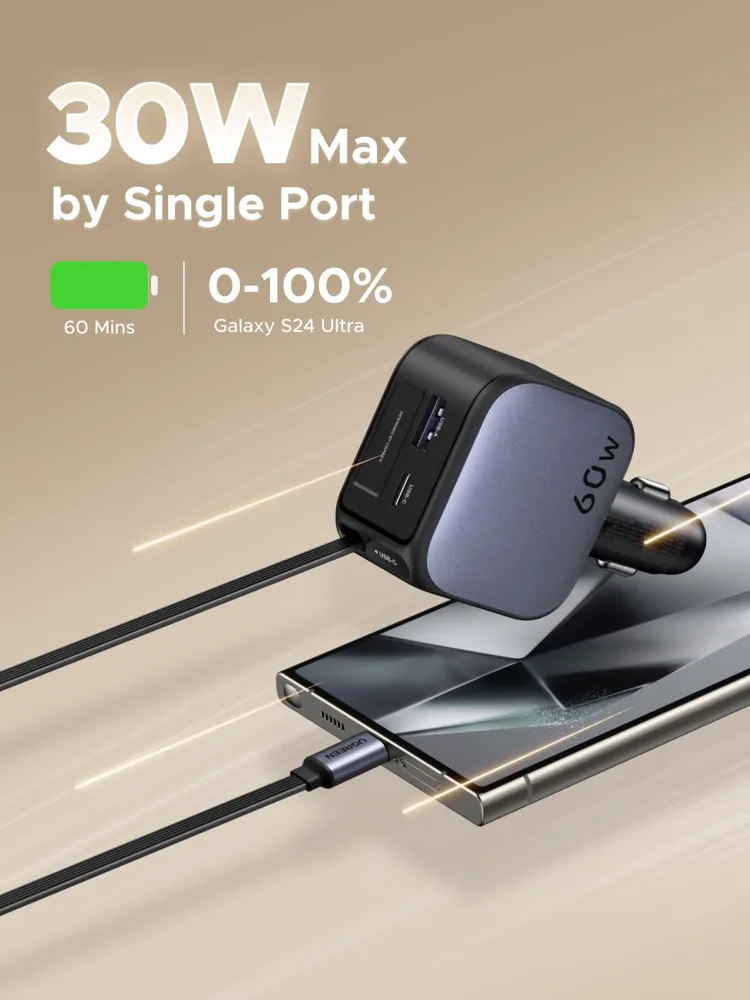 UGREEN 60W Car Charger with Retractable USB-C Cable — photo 3