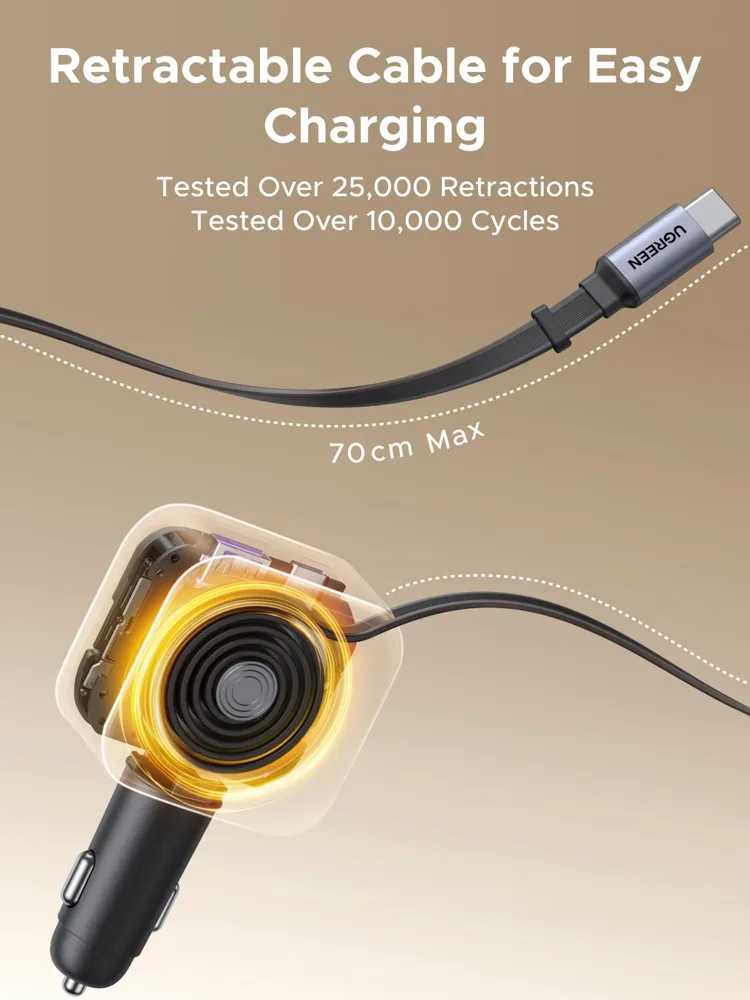 UGREEN 60W Car Charger with Retractable USB-C Cable — photo 4