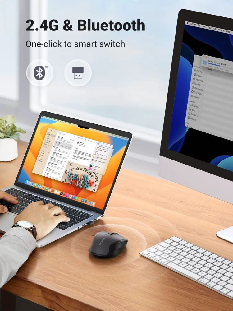 UGREEN MU006 Ergonomic Bluetooth and 2.4G Silent Wireless Mouse — photo 3