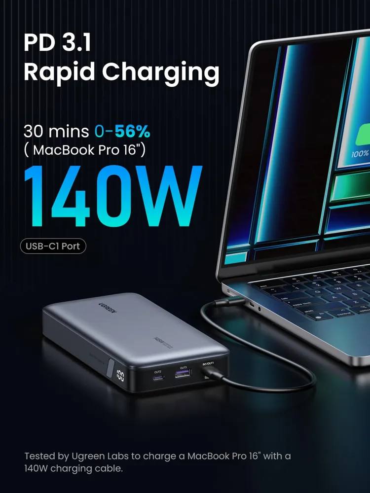UGREEN 145W 25000mAh Laptop Power Bank 3-Port — photo 2