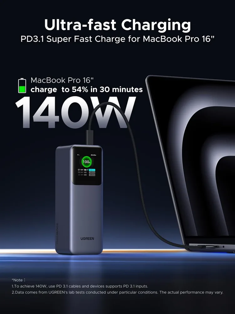UGREEN Nexode 25000mAh 200W Laptop Power Bank with Smart Display — photo 2