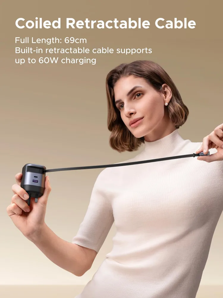 UGREEN Nexode Pro 65W GaN Charger with Retractable USB-C Cable — photo 3