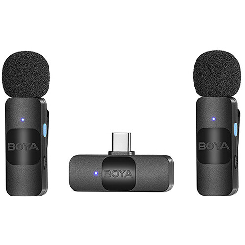 BOYA BY-V2 Ultracompact 2-Person Wireless Microphone System with Lightning Connector for iOS Devices (2.4 GHz)