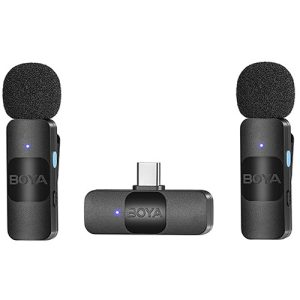 BOYA BY-V2 Ultracompact 2-Person Wireless Microphone System with USB-C Connector for Mobile Devices (2.4 GHz)