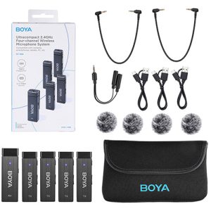 BOYA BY-W4 Ultracompact 4-Person Wireless Microphone System for Cameras and Smartphones (2.4 GHz)