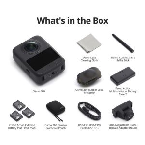 DJI Osmo 360 Action Camera Adventure Combo Box contents